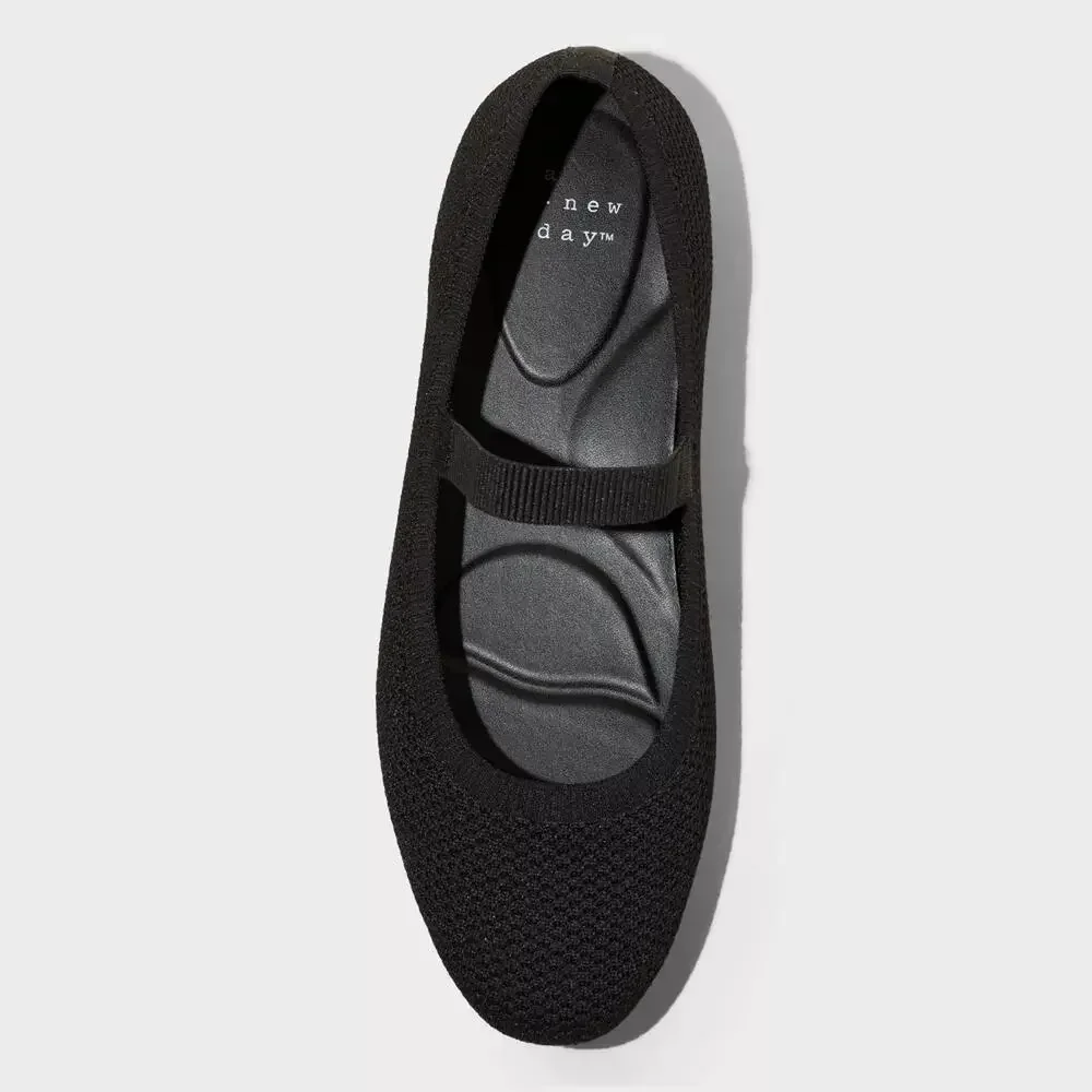 Women's Shiloh Knit Mary Jane Flats - A New Day - Black